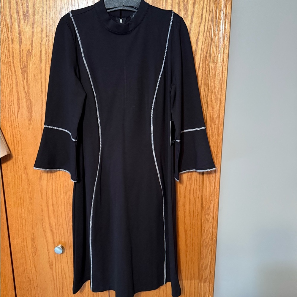 Eloquii Black Dress with White Accents